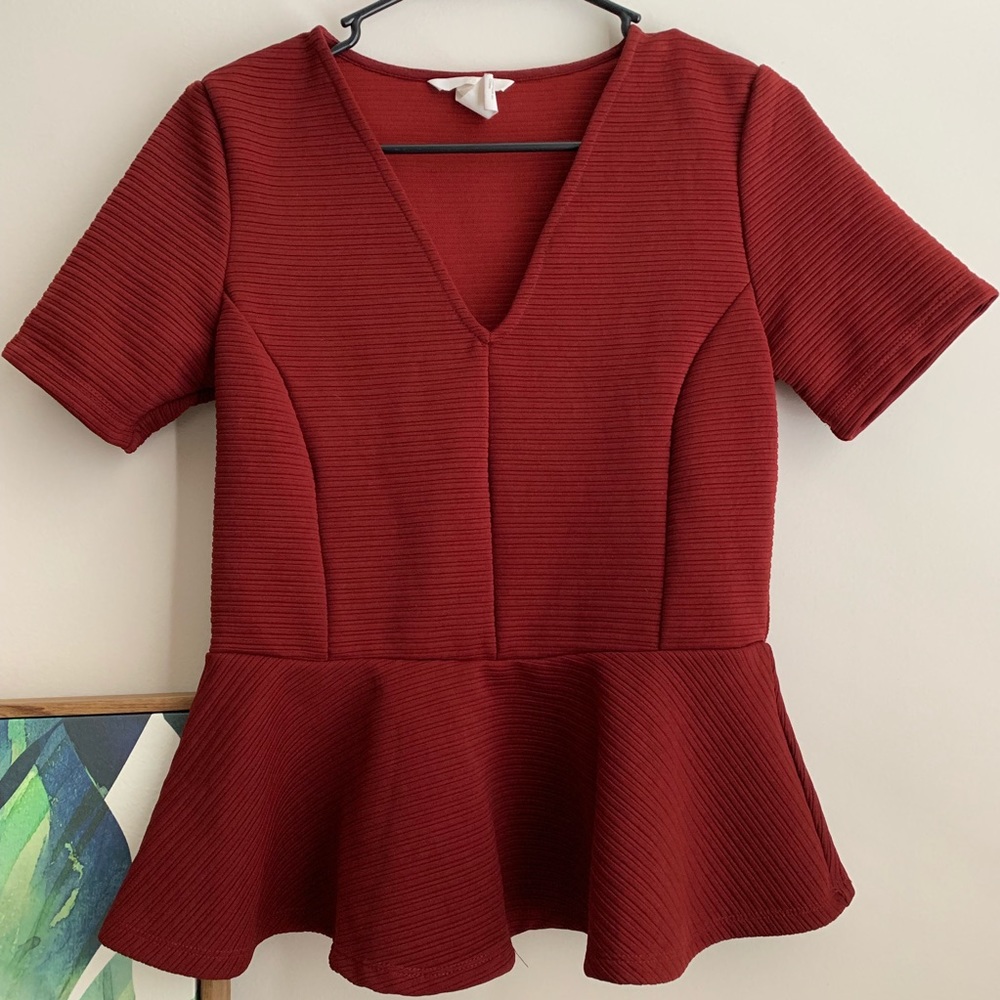 Burgundy peplum top